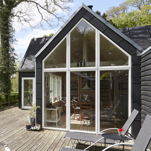 2-fløjet terrassedør med 180° hængsel